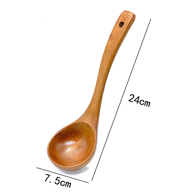 Lacquered Wood Spoons Set: Large, Medium, Small
