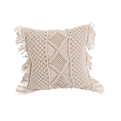 Hand-woven Pillow with Braid Rope Tassel Design