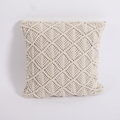 Hand-woven Pillow with Braid Rope Tassel Design
