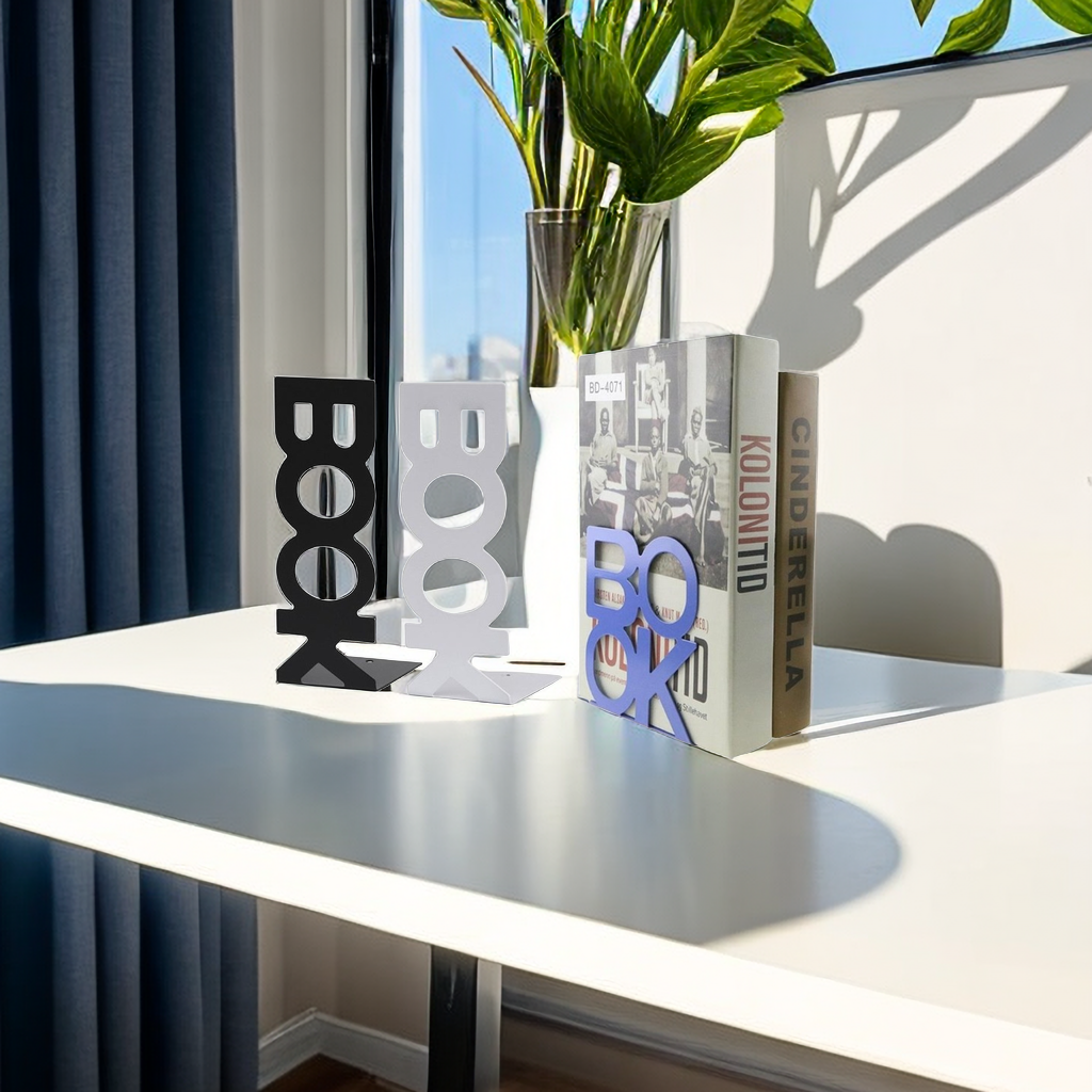 Fashionable Metal Portrait Alphabet Bookends for Home Office