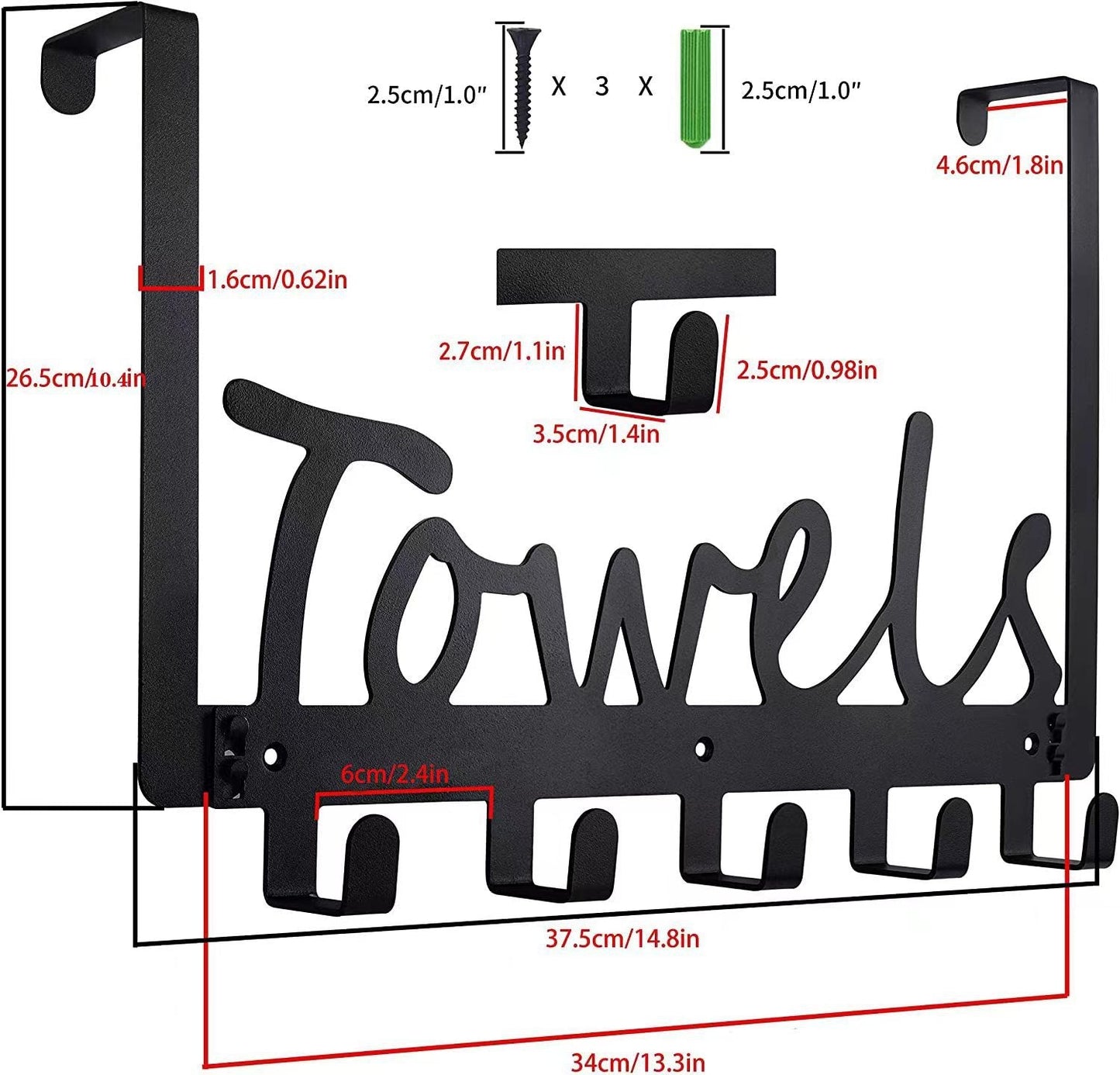 Iron Towel Hooks for Wall Mounting and Storage