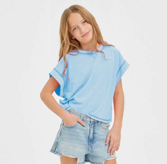 Open Back Tee - Aqua