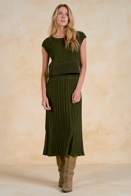 Cap Sleeve Olive Midi Dress