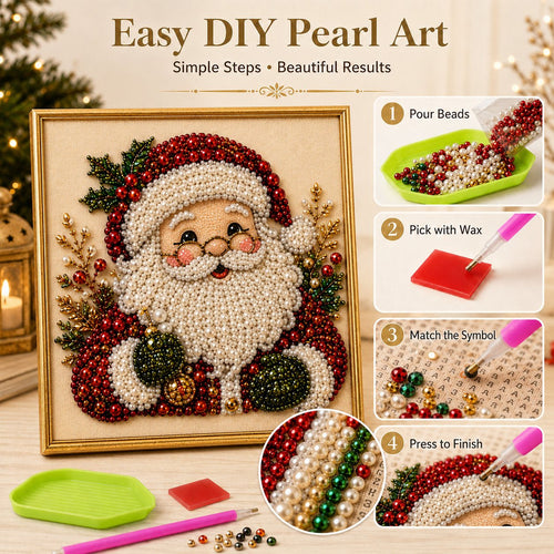 🎄 DIY Christmas Pearl Diamond Painting Art Kit With Frame