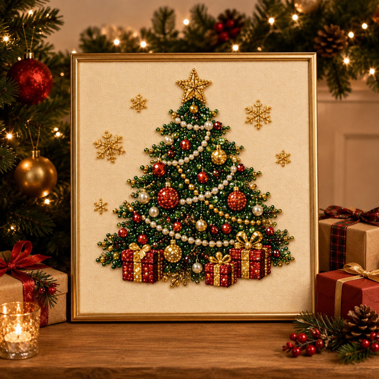 🎄 DIY Christmas Pearl Diamond Painting Art Kit With Frame