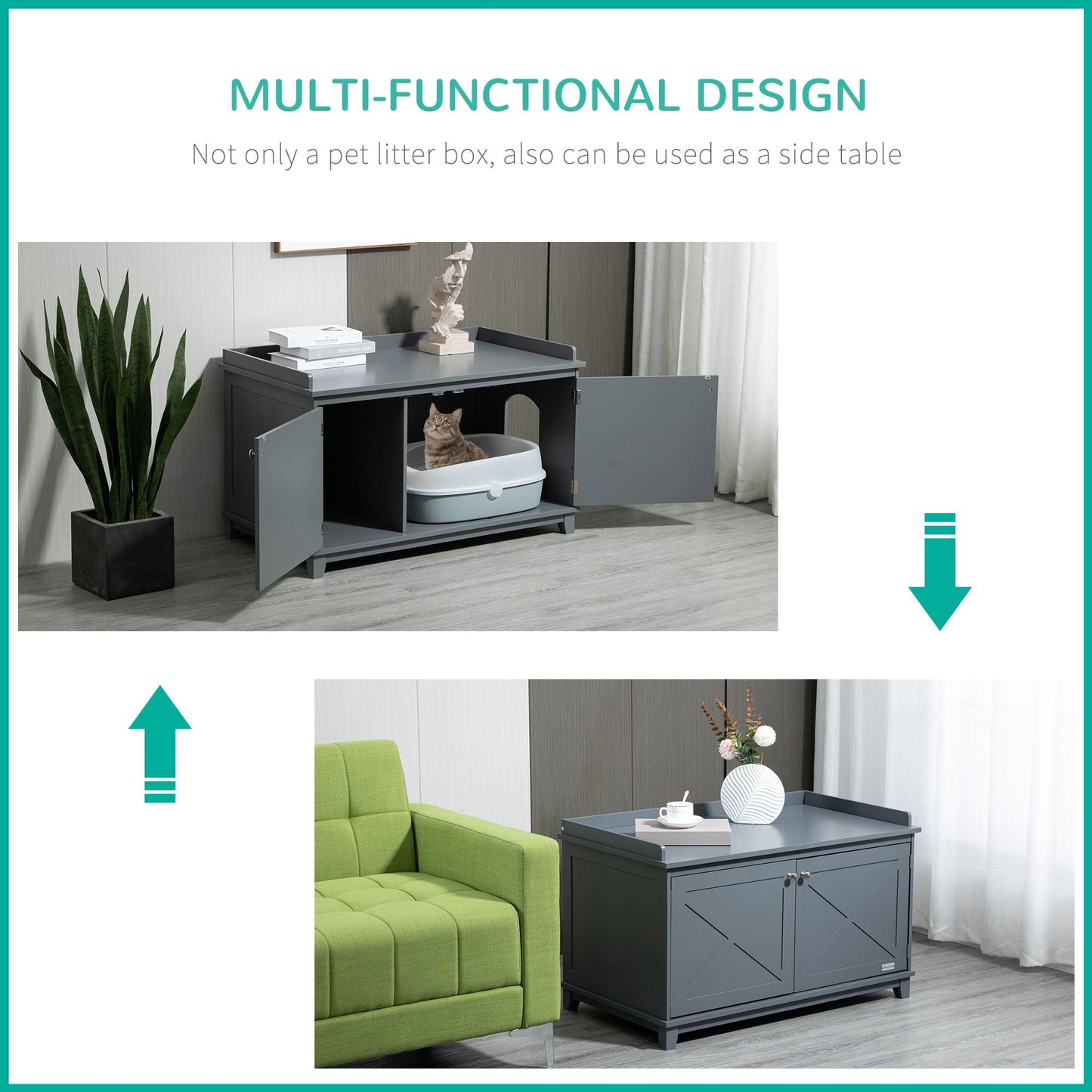 Modern Cat Litter Box Enclosure with Spacious Storage Solutions