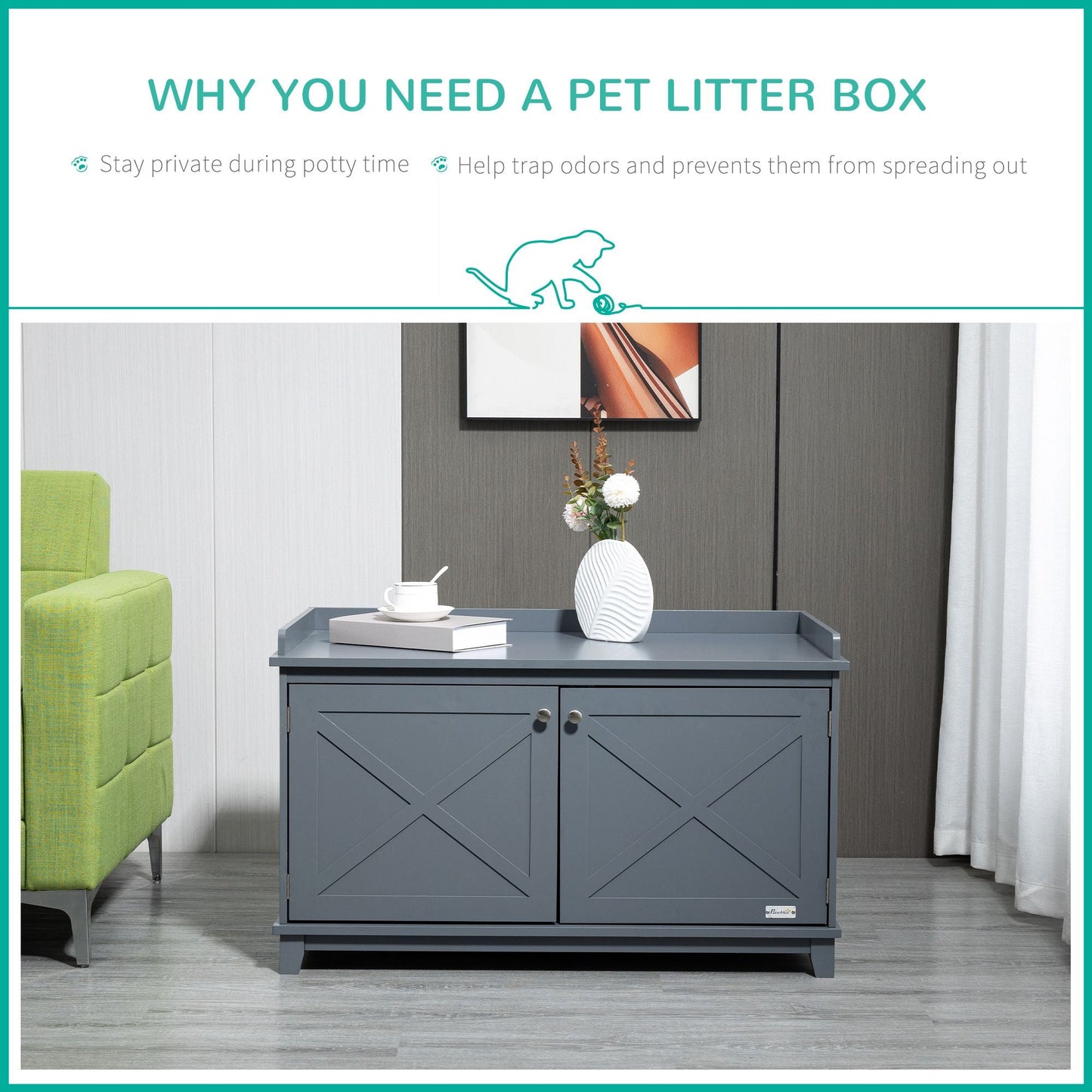 Modern Cat Litter Box Enclosure with Spacious Storage Solutions