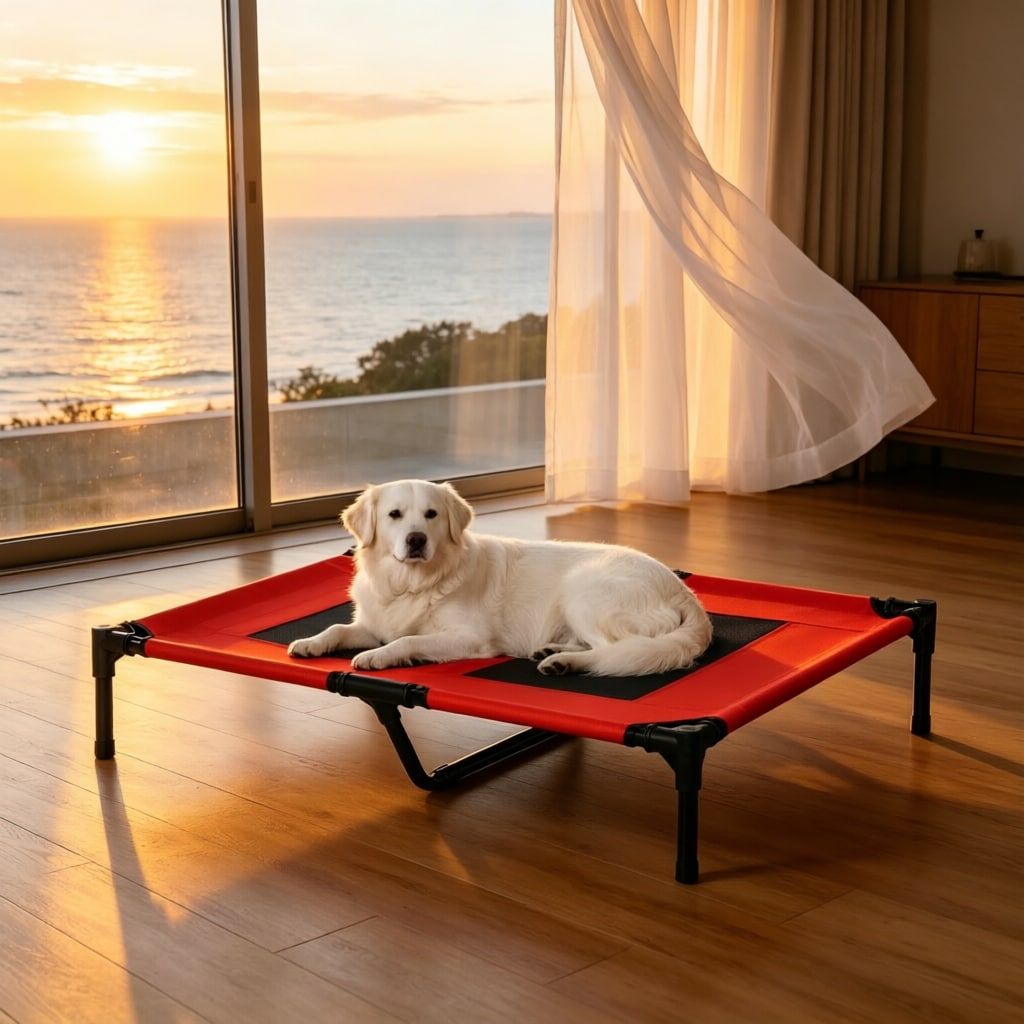 Elevated 36-Inch Summer Dog Cot with Mesh Ventilation for Comfort