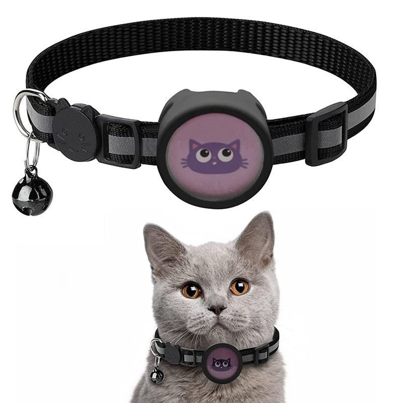 High Visibility Reflective Pet Collar with Bell & AirTag Holder