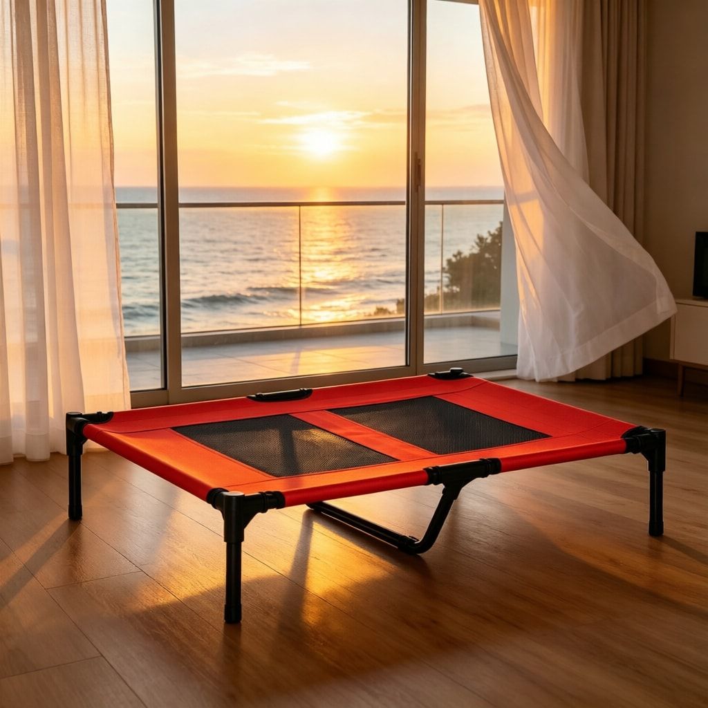 Elevated 36-Inch Summer Dog Cot with Mesh Ventilation for Comfort