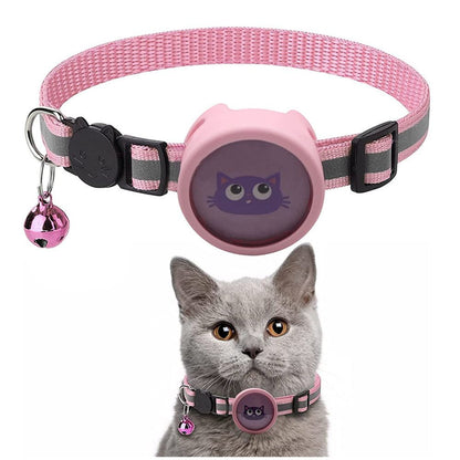 High Visibility Reflective Pet Collar with Bell & AirTag Holder