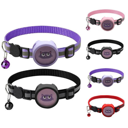 High Visibility Reflective Pet Collar with Bell & AirTag Holder