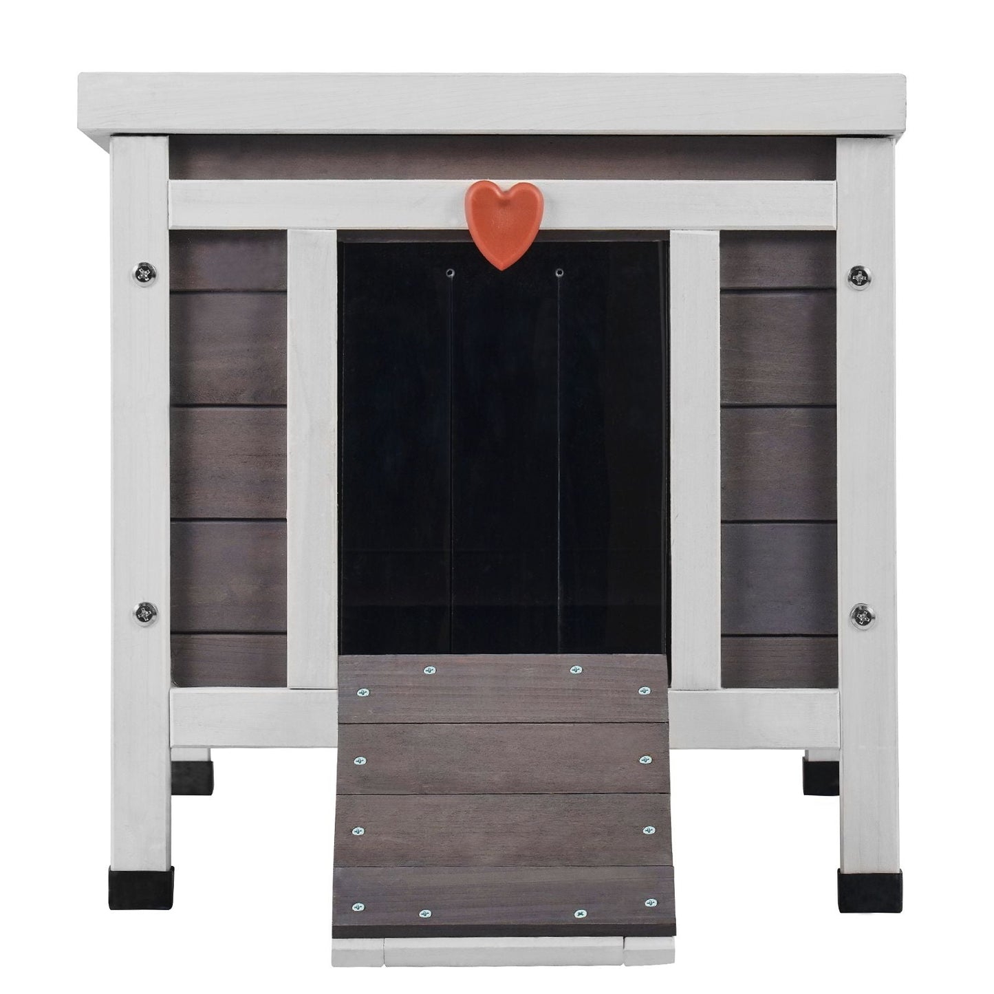 Outdoor Cat House Weatherproof, Feral Cat Shelter for Multiple Cats, Outdoor Wooden Cat Rabbit House with PVC Door Flaps and Open Roof, 21"L x 17"W x 17"H