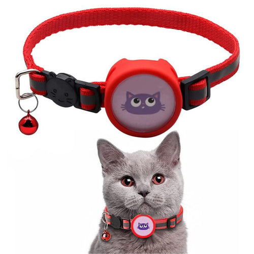 High Visibility Reflective Pet Collar with Bell & AirTag Holder