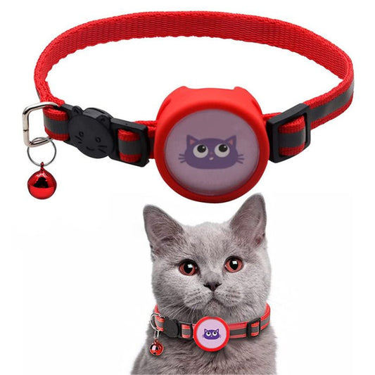 High Visibility Reflective Pet Collar with Bell & AirTag Holder