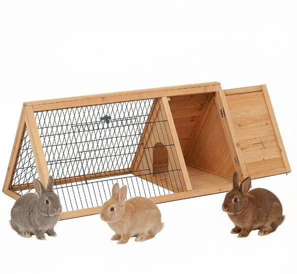 Brown Wooden Rabbit Hutch Outdoor with Run - Small Animal Cage for Rabbits Ducks And Chickens - Chicken Coop Outdoor Shelter