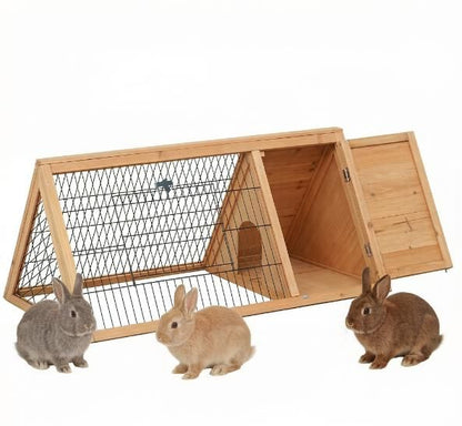 Brown Wooden Rabbit Hutch Outdoor with Run - Small Animal Cage for Rabbits Ducks And Chickens - Chicken Coop Outdoor Shelter