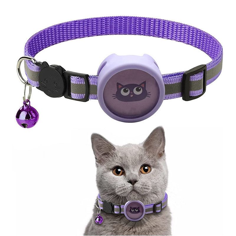 High Visibility Reflective Pet Collar with Bell & AirTag Holder