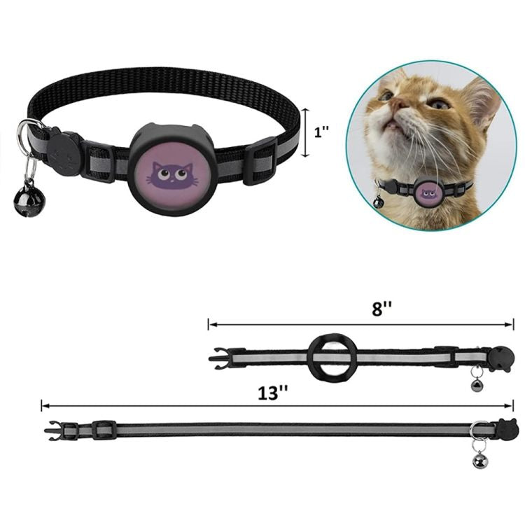 High Visibility Reflective Pet Collar with Bell & AirTag Holder