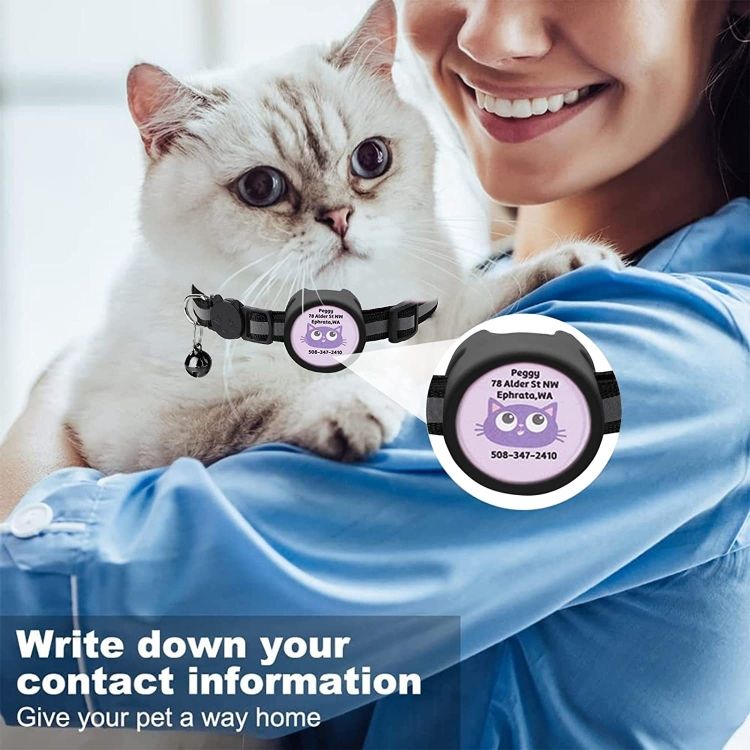 High Visibility Reflective Pet Collar with Bell & AirTag Holder
