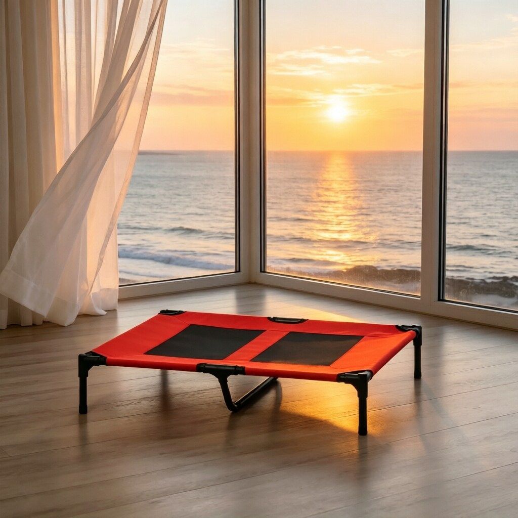 Elevated 36-Inch Summer Dog Cot with Mesh Ventilation for Comfort