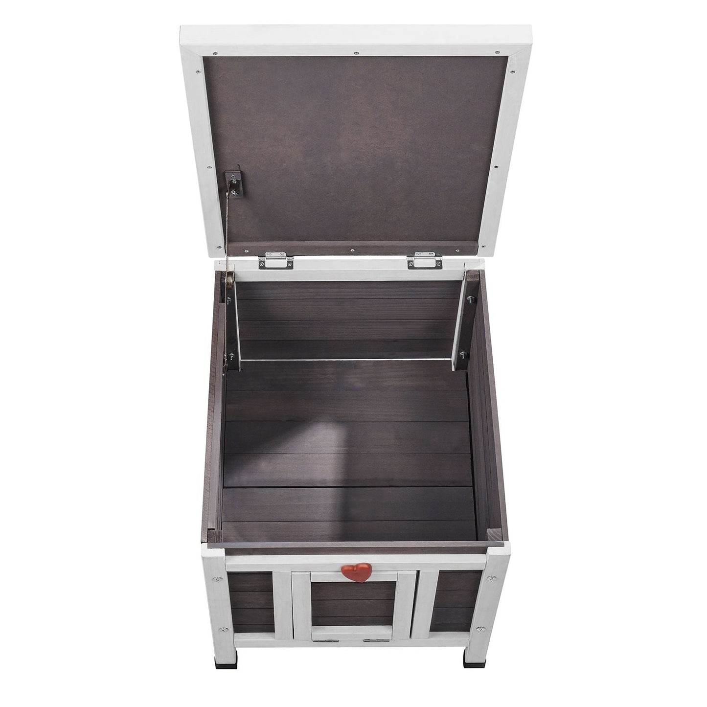 Outdoor Cat House Weatherproof, Feral Cat Shelter for Multiple Cats, Outdoor Wooden Cat Rabbit House with PVC Door Flaps and Open Roof, 21"L x 17"W x 17"H