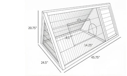 Brown Wooden Rabbit Hutch Outdoor with Run - Small Animal Cage for Rabbits Ducks And Chickens - Chicken Coop Outdoor Shelter