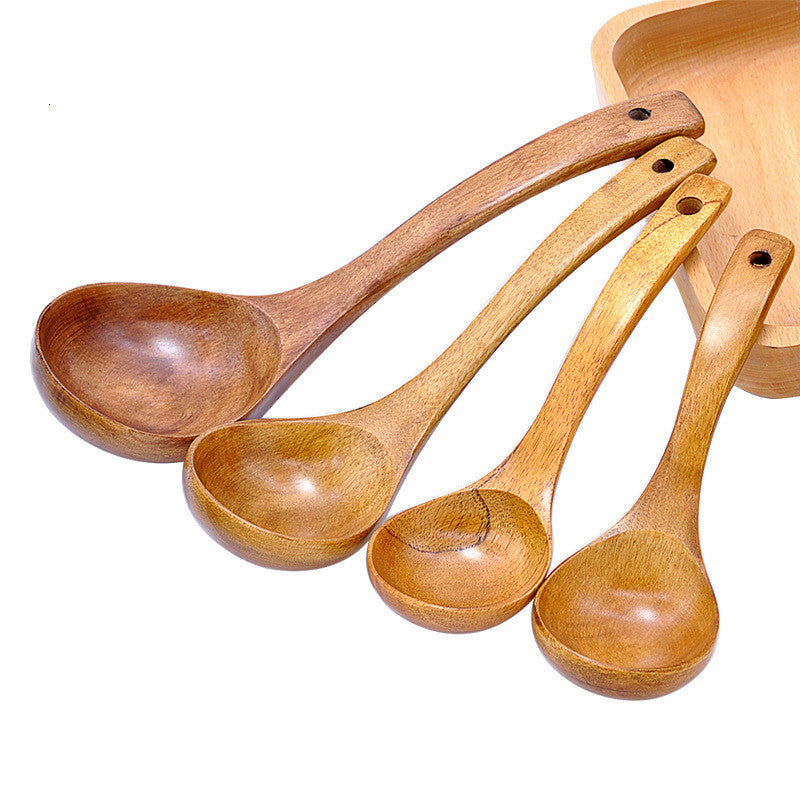 Lacquered Wood Spoons Set: Large, Medium, Small