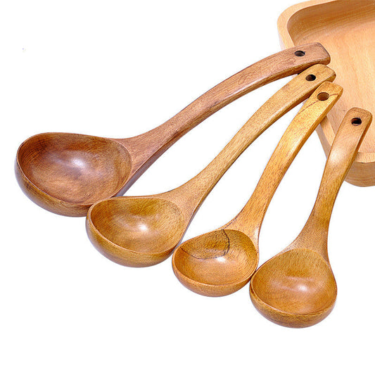 Lacquered Wood Spoons Set: Large, Medium, Small