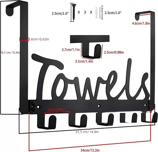 Iron Towel Hooks for Wall Mounting and Storage