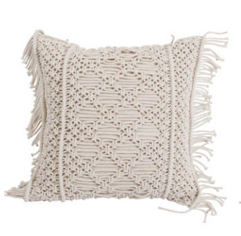 Hand-woven Pillow with Braid Rope Tassel Design