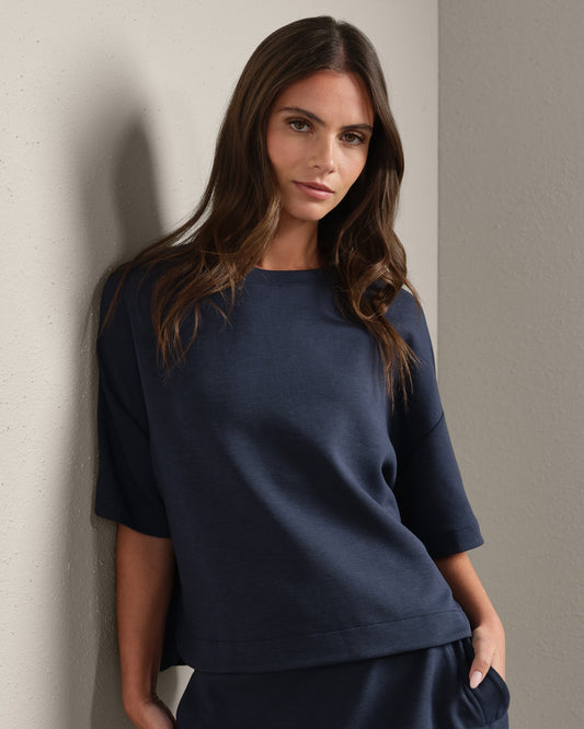 DreamGlow Relaxed Tee - Navy Blue