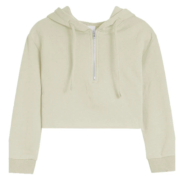 Brushed Soft Cloud Crop Half Zip Hoodie