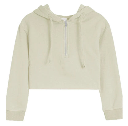Brushed Soft Cloud Crop Half Zip Hoodie